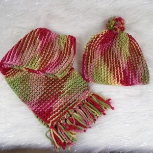 Hand Knitted Warm Hat & Scarf Set